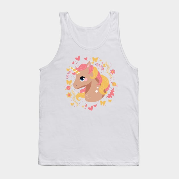 Cute Unicorn Kawaii Tank Top by IstoriaDesign